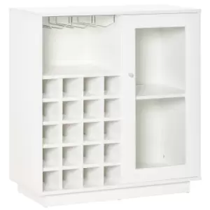 Image of HOMCOM Modern Sideboard Wine Cabinet Cupboard with Glass Door, Glass Holder & 20-Bottle Wine Rack for Living Room, Home Bar, Dining Room