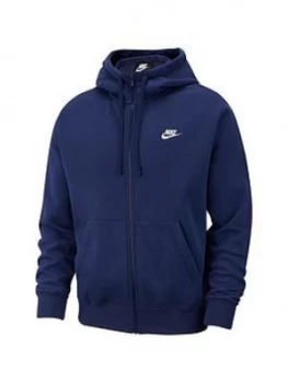 Image of Nike Sportswear Plus Size Club Fleece Full Zip Hoodie - Navy, Size 2XL, Men