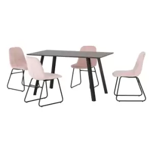 Berlin Rectangular Dining Table with 4 Lukas Chairs Pink