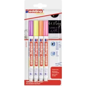 Image of Edding e-4085/4 4-4085-4-1NEON Chalk Raspberry, Neon yellow, Neon orange, Neon pink 1 mm, 2mm 4 pcs/pack