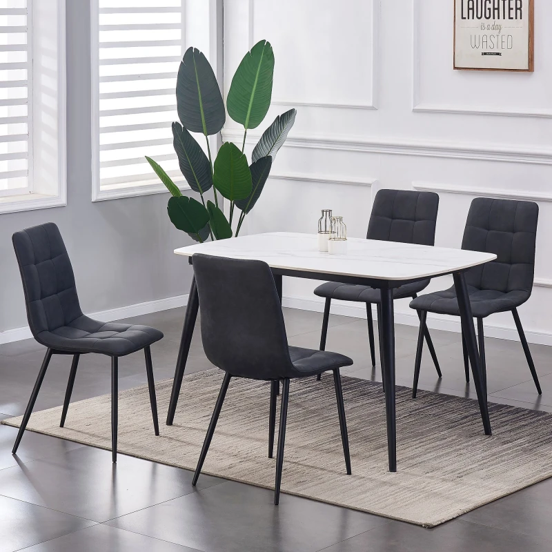 Image of MCC Direct Set of 4 Faux Suede Leather Dining Chairs Henri Black