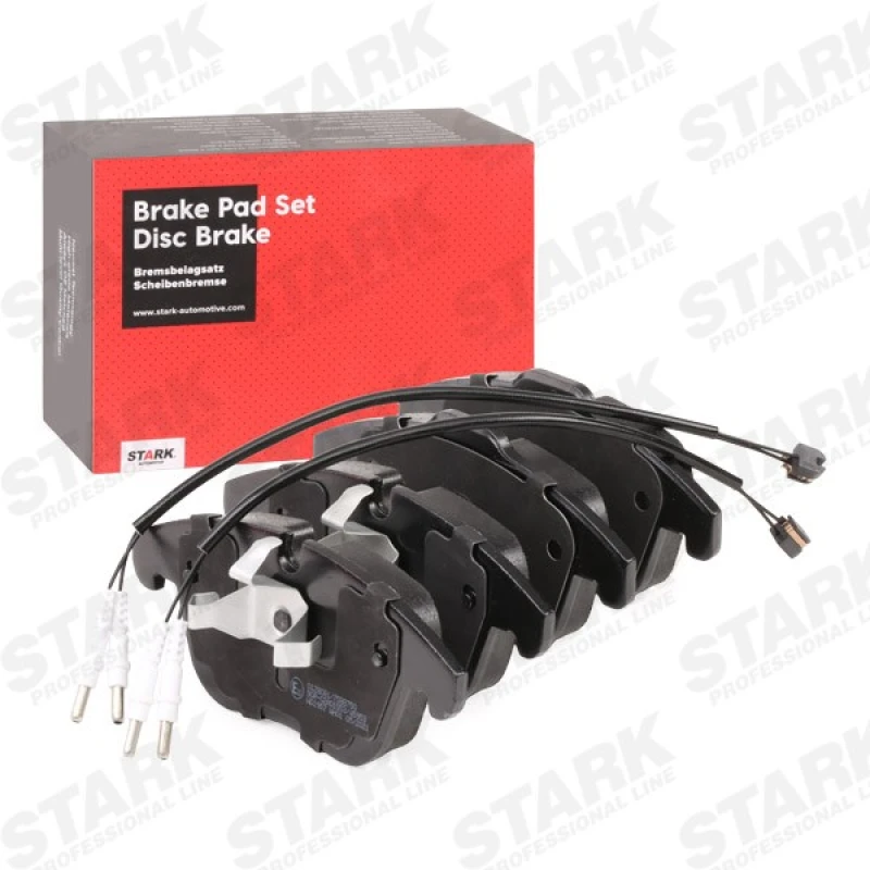 Image of STARK SKBP-0010416 Brake pad set Front Axle, incl. wear warning contact, with accessories, with anti-squeak plate Brake Pad Set,disc brake (402)