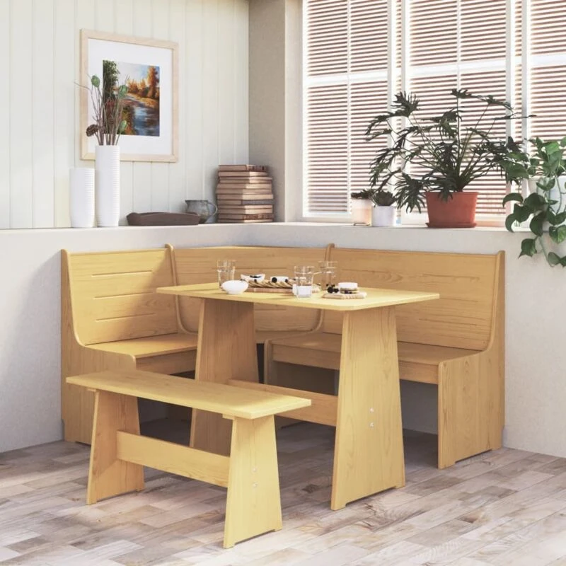 Image of VIDAXL Corner Bench reine 151cm Honey Brown Solid Wood Pine Vidaxl 8720286343036