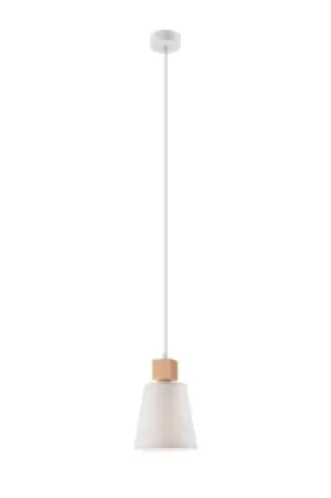 Image of Enrico Dome Pendant Ceiling Lights With Fabric Shade, White, 1x E27