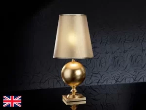 image of Terra Table Lamp Gold Leaf with Round Tappered Shade