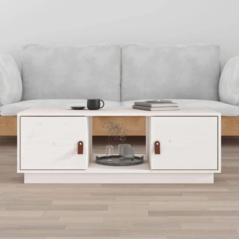 Image of Vidaxl Coffee Table White 100X50X35cm Solid Wood Pine, White 818266