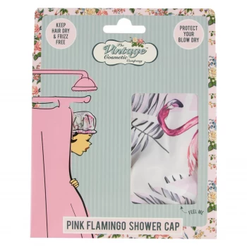 image of The Vintage Cosmetic Company Shower Cap - Flamingo