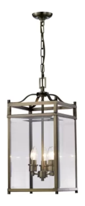 Image of Aston Ceiling Pendant Lantern 3 Light Antique Brass, Glass
