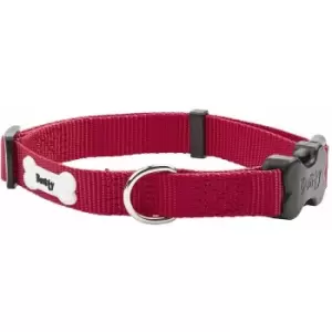Image of Adjustable Soft Strong Fabric Dog Puppy Pet Collar with Buckle and Clip for Lead - Red - Large