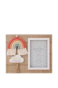 Image of MDF Photo Frame with Macrame Rainbow 4" x 6"