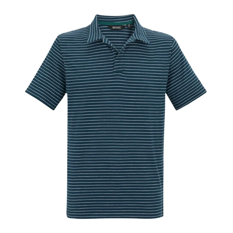 Image of Regatta Mens Hadvo Open Neck Cotton Polo in Dark Blue Size: Medium Dark Blue Male M