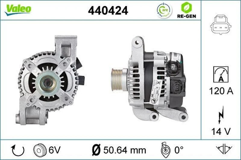 Image of VALEO 440424 Generator Alternator Charging Current: 120A, Voltage: 14V, REMANUFACTURED PREMIUM Alternator (4)
