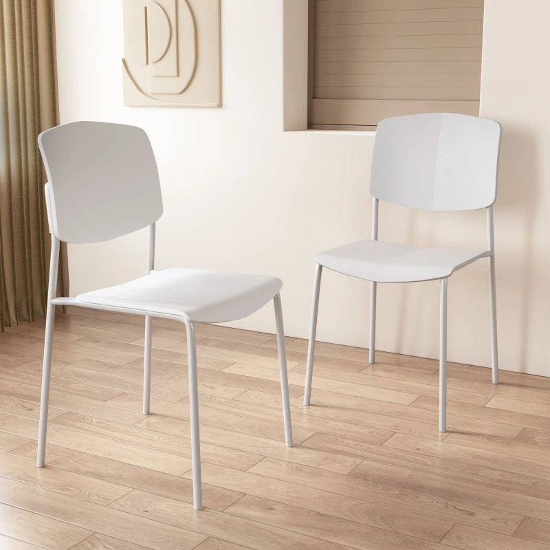 Image of Core Academy Set of 2 White Plastic Dining Chairs