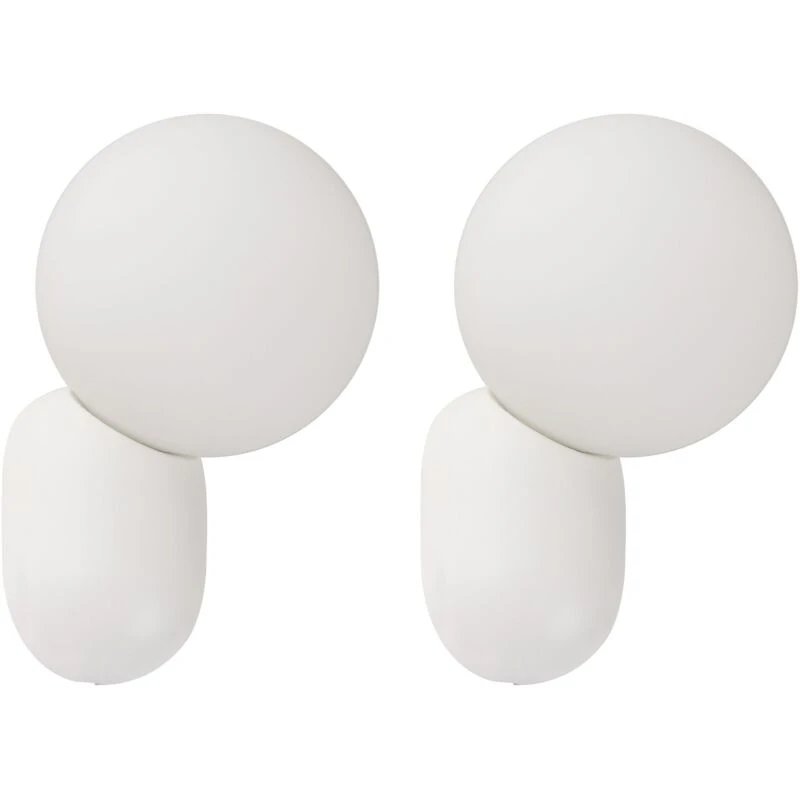 Image of Beliani Set Of 2 Wall Lamps Helme White