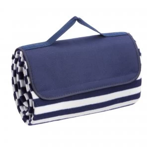 image of Robert Dyas Nautical Stripe Roll Up Picnic Rug - 150 x 135cm