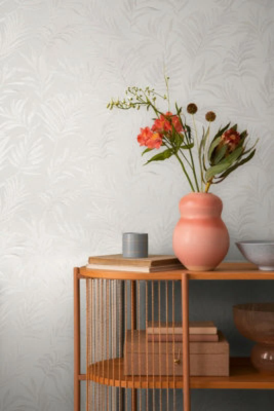 Image of As Creation Bricoflor Non-Woven Wallpaper, Leaf & Palm Wallpaper, Luxury, Modern, Pattern In Cream, White - 10,05 X 0,53 M