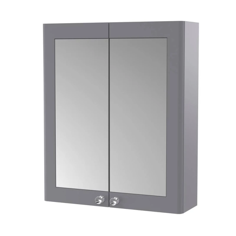 Image of Balterley Classic Wall Hung 2 Soft Close Door Mirror Cabinet Satin Grey 600mm Grey