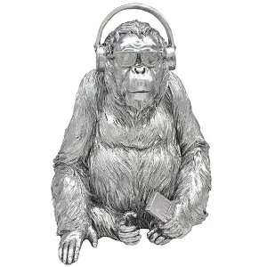 image of Silver Art Gorilla Music Ornament