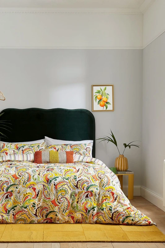 Image of Helena Springfield Helena Springfield 'Penny' Cotton Duvet Cover Set in Orange Size: Double Orange Double Unisex 5016709702140