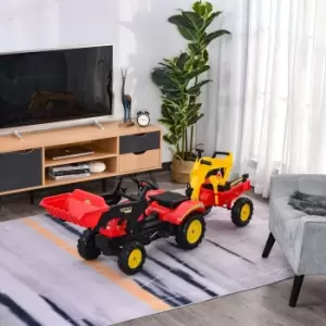 Image of HOMCOM Kids Controllable Excavator Plastic Ride On Pedal Truck Red/Yellow