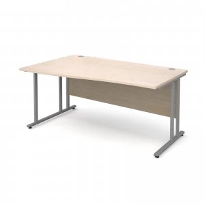 Image of Maestro 25 SL Left Hand Wave Desk 1600mm - Silver Cantilever Frame ma