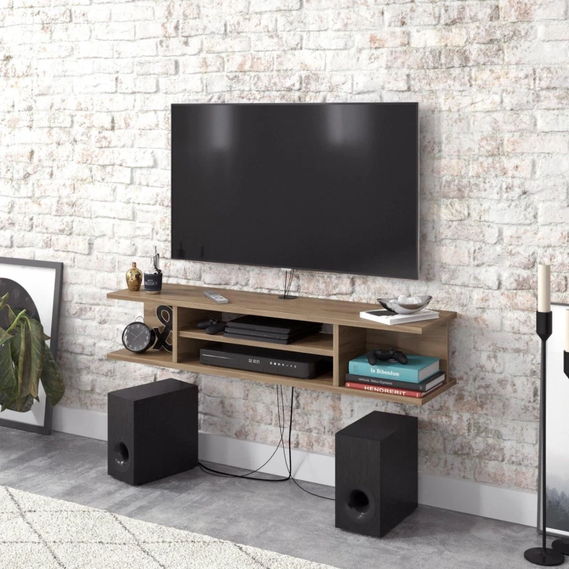 Image of Decorotika Pivot Floating TV Stand TV Unit for TVs up to 50" Light Oak