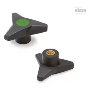 Image of ELESA Soft Three-arm knob-VB.839/63 B-M8-Soft-C17 Green