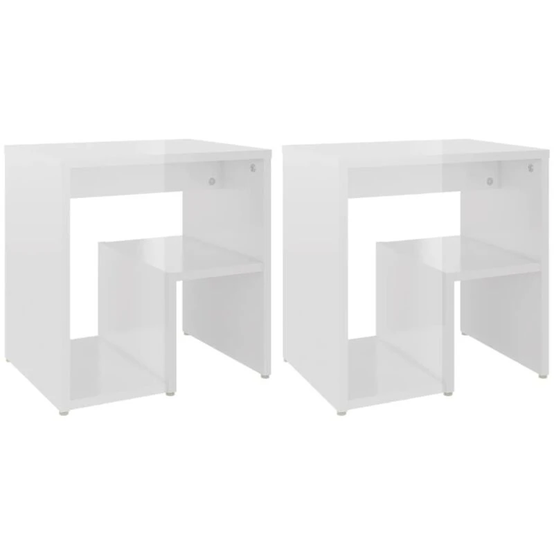 Image of VIDAXL Bed Cabinets 2 pcs High Gloss White 40x30x40cm Engineered Wood Vidaxl 8720286558478