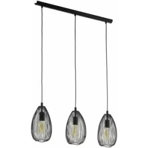 image of Hanging Ceiling Pendant Light Black Wire Shade 3x 60W E27 Kitchen Island Lamp