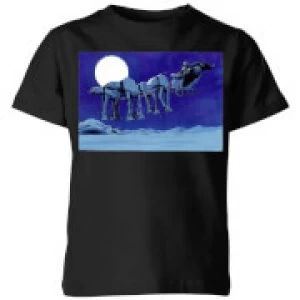 Image of Star Wars AT-AT Darth Vader Sleigh Kids Christmas T-Shirt - Black - 11-12 Years