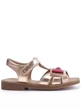 Image of Start-rite Mermaid Girls Rose Gold Metallic Leather Mermaid Tail Design Riptape T-Bar Summer Sandals - Gold, Rose Gold, Size 10.5 Younger