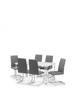 image of Julian Bowen Manhattan Gloss 150 Cm Dining Table + 6 Roma Chairs