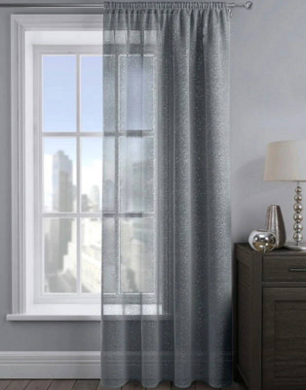 Image of Velosso Alessandria Sparkle Slot Top Voile Panel - Charcoal