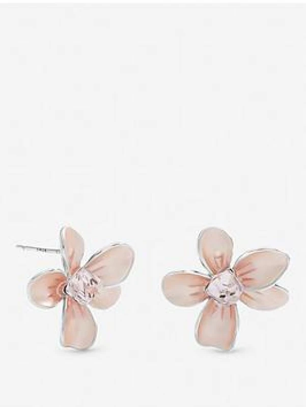Image of Jon Richard Womens Silver Plated Blush Pink Flower Earrings Silver Female One Size