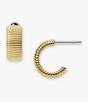 Image of Fossil Women Georgia Vintage Heritage Gold-Tone Stainless Steel Hoop Earrings