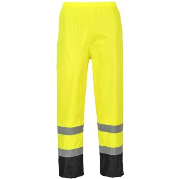 Image of H444YBR4XL - sz 4XL Hi-Vis Classic Contrast Rain Trouser - Yellow/Blue - Portwest