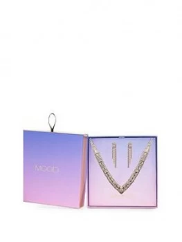 image of Mood Mood Rose Gold Plated Crystal Diamante Necklace And Earring Set