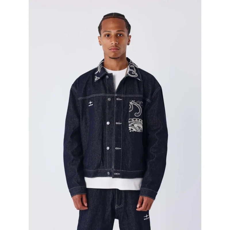 Image of Project X Paris Denim jacket Project X Paris Bandana Bleu Male S