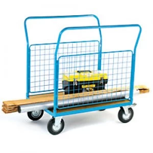 Image of GPC Platform Truck with 2 Mesh Sides Blue Capacity: 500L 4 Castors 700mm x 1050mm x 1000mm