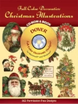 Image of full color decorative christmas illustrations cd rom and book