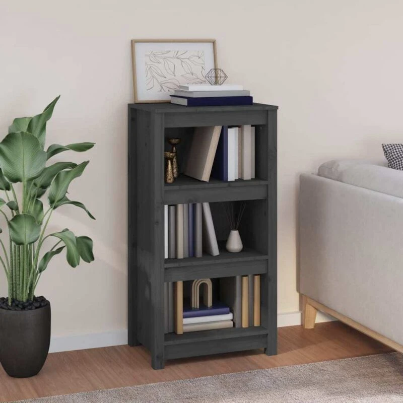 Image of Vidaxl Book Cabinet Grey 50X35X97cm Solid Wood Pine, Grey 821706