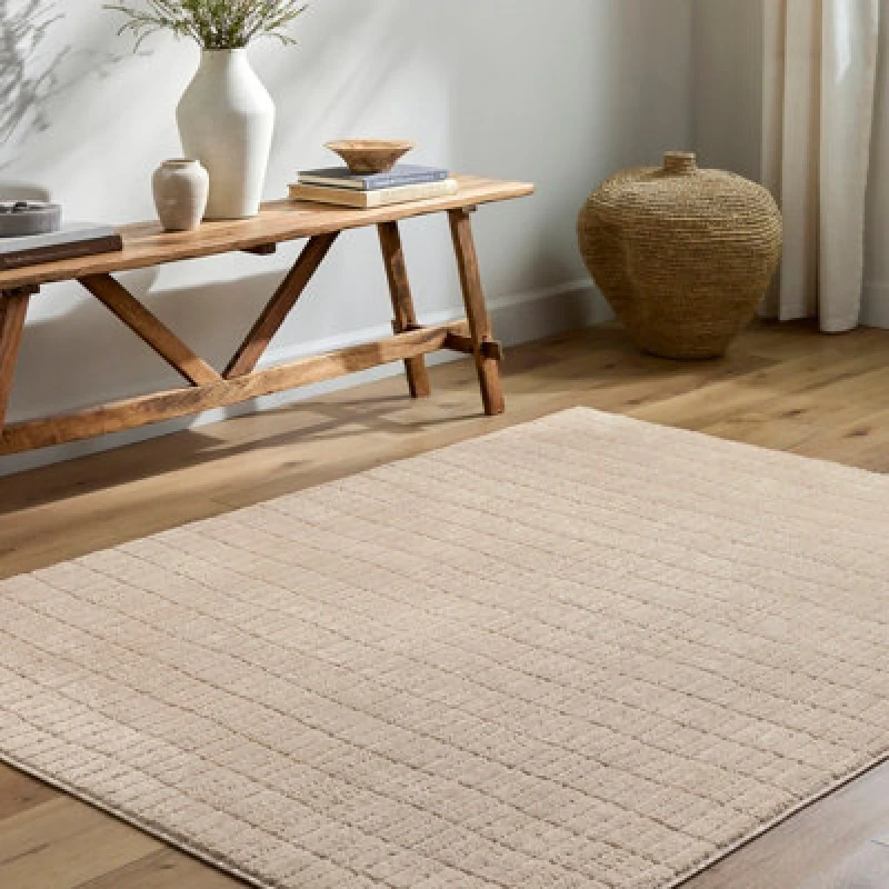 Image of Our Pnw Home X Livabliss Scandi High Pile Light Beige Cascade Area Rug 160 X 213cm - Easy Care, Ideal For Living Room & Bedroom