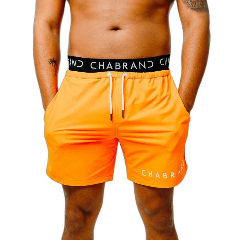 Image of Wide elastic swim shorts Chabrand Orange Male L