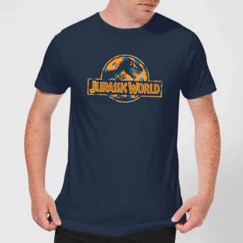 Image of Jurassic Park Logo Tropical Mens T-Shirt - Navy - XS - Navy