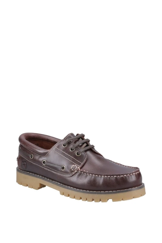 Image of Cotswold Mens Inglecote Leather Boat Shoes UK Size 12 (EU 46) Brown Leather COT845-BRNLEA-12