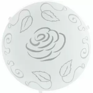 image of Loops - Wall Flush Ceiling Light White Shade Rose Design Satin Glass Bulb E27 1x60W