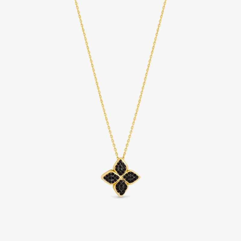 Image of Jon Richard 14K Gold Plated and Jet Druzy Stone Clover Pendant Pendant Necklaces One Size Gold 39483910000