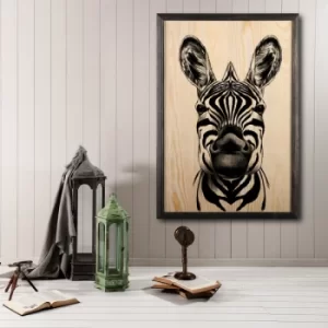 Image of Zebra XL Multicolor Decorative Framed Wooden Painting