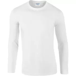 Gildan Mens Soft Style Long Sleeve T-Shirt (Pack Of 5) (S) (White)