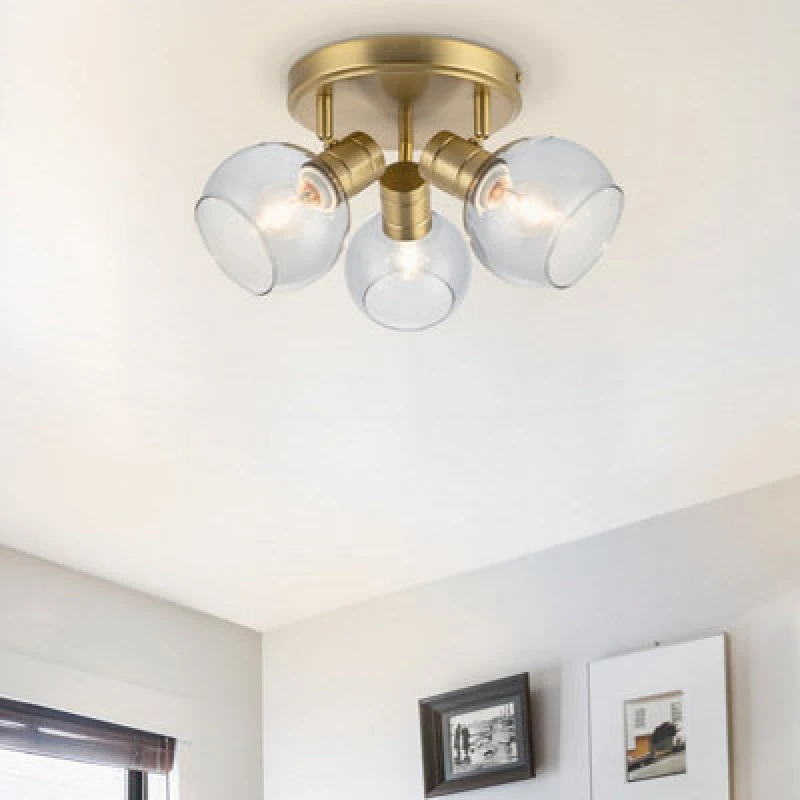 Image of Cosylyte Hilston 3 Light Modern Smoky Glass Spotlight - Gold Metal Base